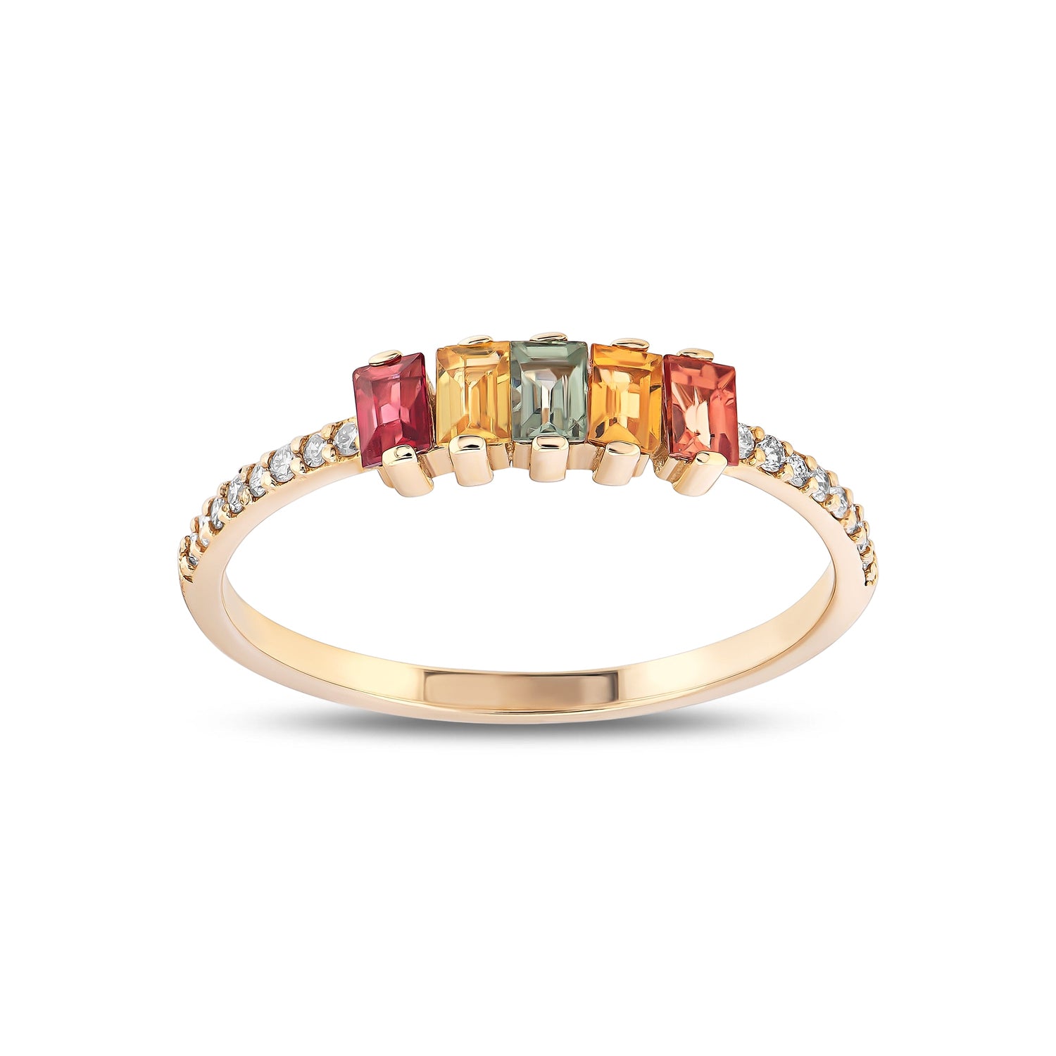 Renkli Taşlı Pırlanta Yüzük